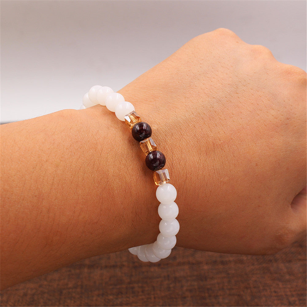 Natural garnet white jade bracelet