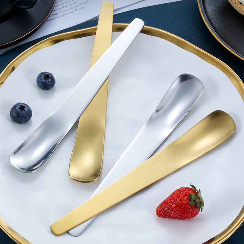 Coffee Dessert Golden Small Flat Spoon Stainless Steel Coffee Scoop Mixer Stirring Icecream Stirring Bar Spoon Kitchen Tableware Stainless Steel Ice Cream Spoon Dessert Spoon