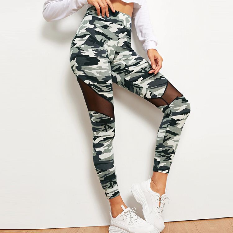 Camouflage gauze printed hips yoga sports leggings