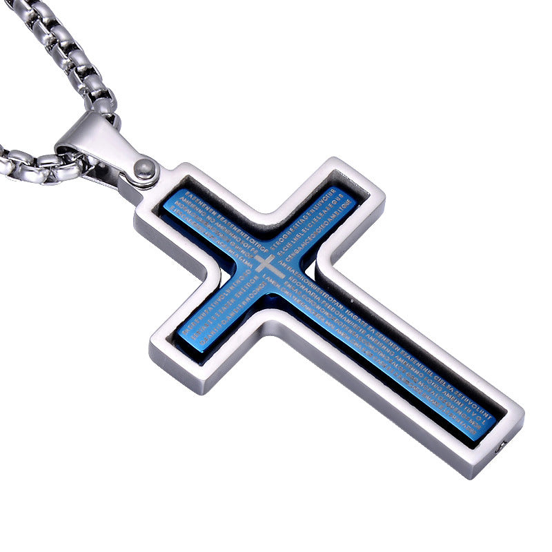 Stainless steel rotatable bible verse cross pendant necklace - MediaEclat.store