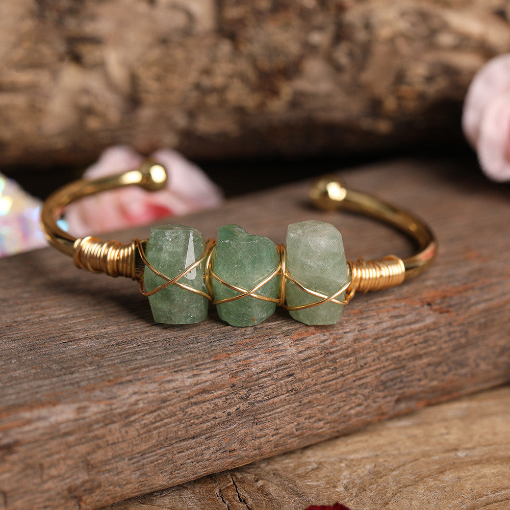 Natural Canadian Jade Cylindrical Beads Gold Cuff Bracelet