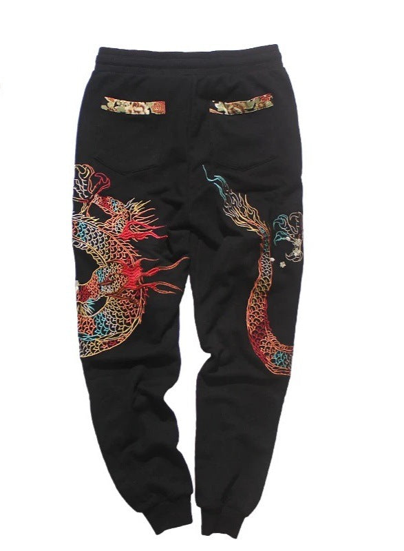 Chinese style embroidered cotton pants