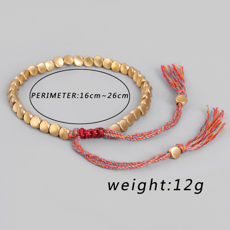 Handmade Tibetan Buddhist Bracelets On Hand Braided Copper Beads Lucky Rope Bracelet & Bangles For Women Men