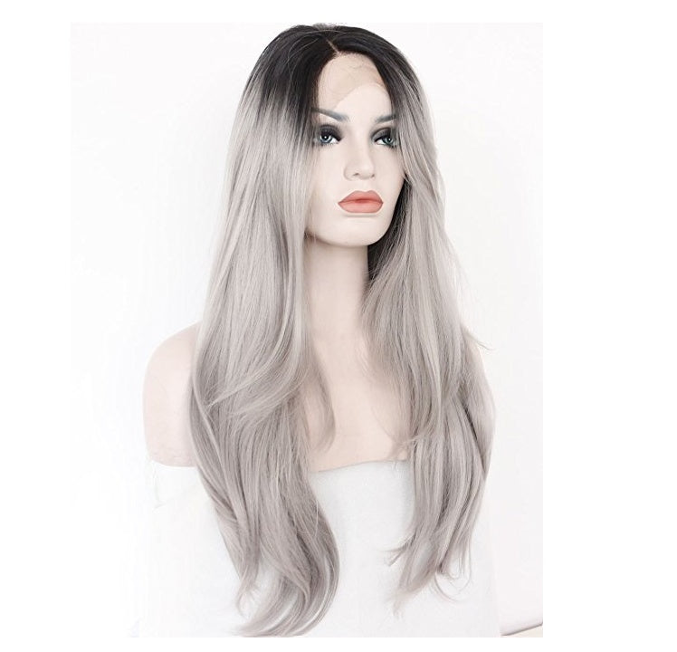 Grey hand hook lace wig