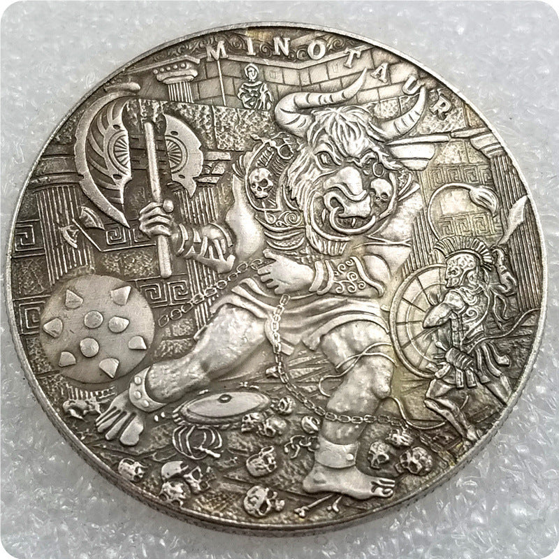 Wandering Coin Skull Bull Devil Brass Old Silver Commemorative Medal Creative Copper Silver Coin