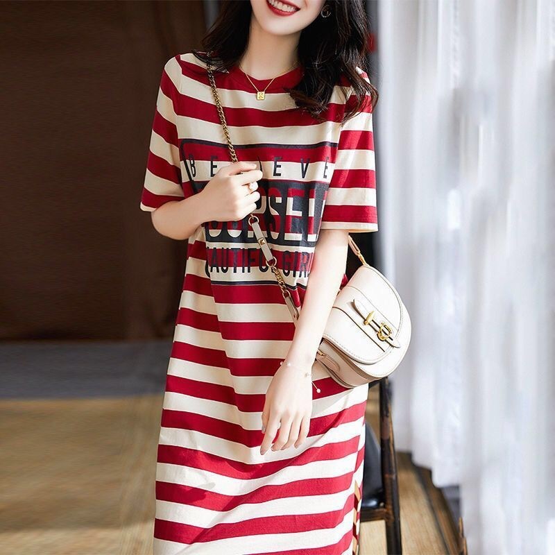 Short sleeve striped dress