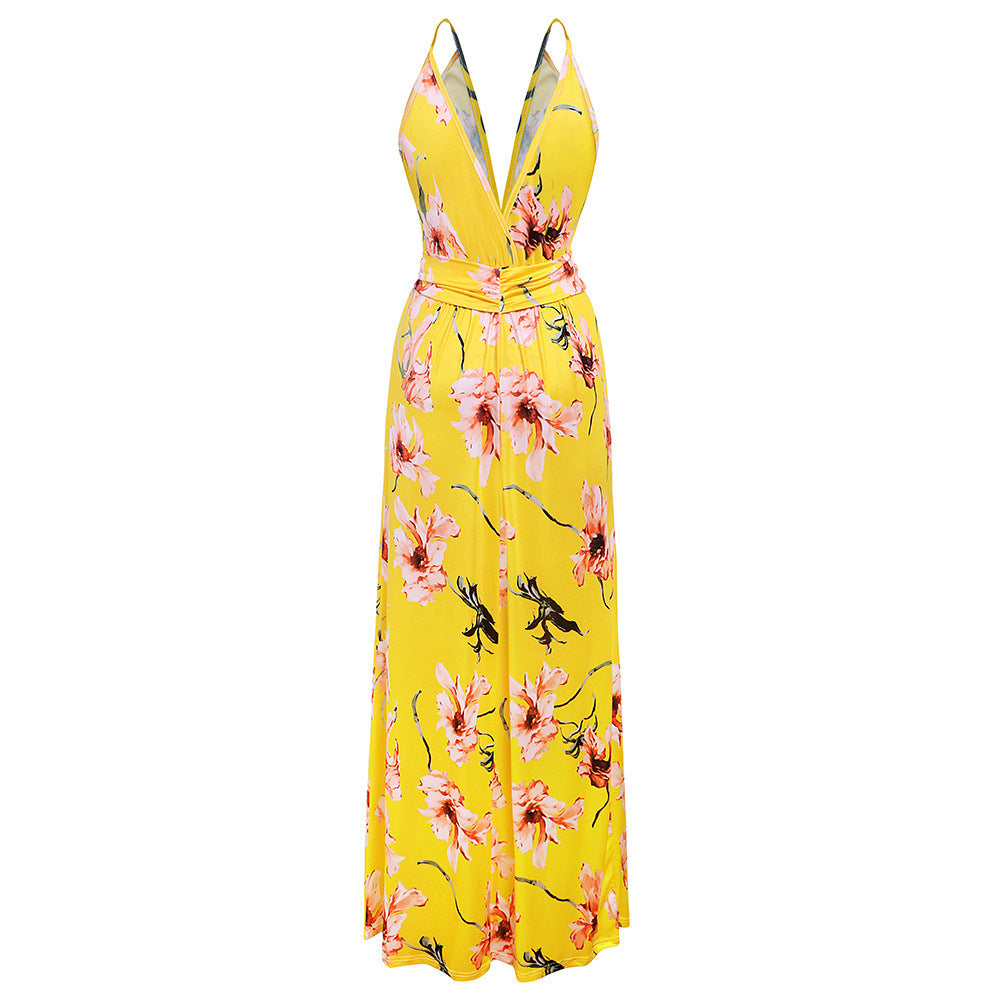 Strap print beach dress