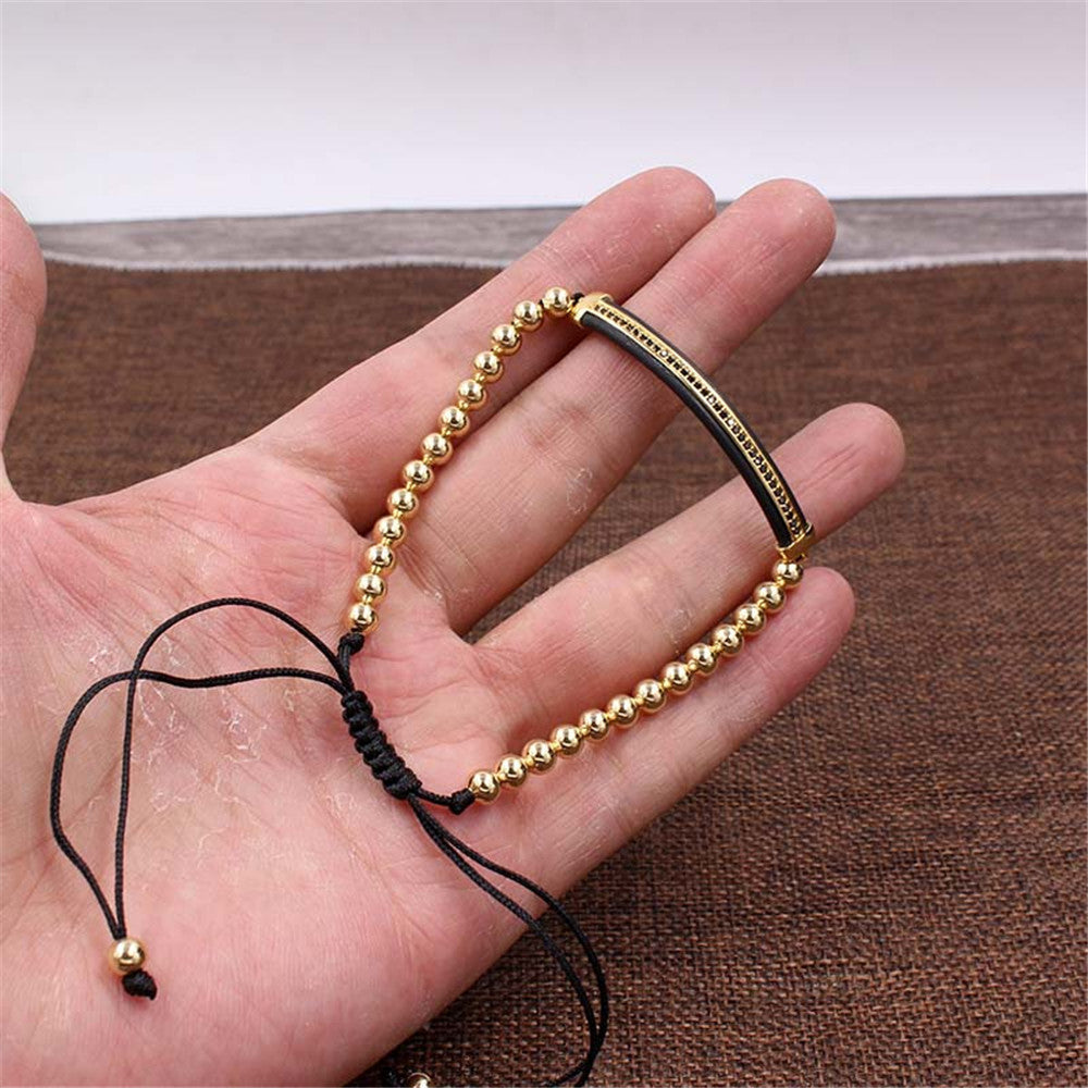 Fashion Simple Copper Bead Hand-woven Four-color Bracelet