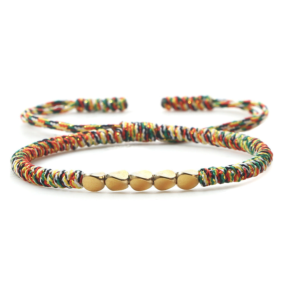 Hand-woven Irregular Shaped Copper Bead Beaded Bracelet