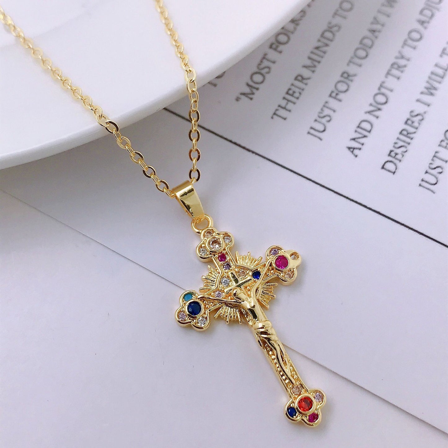 Personality Niche Hip Hop Jesus Cross Necklace Pendant