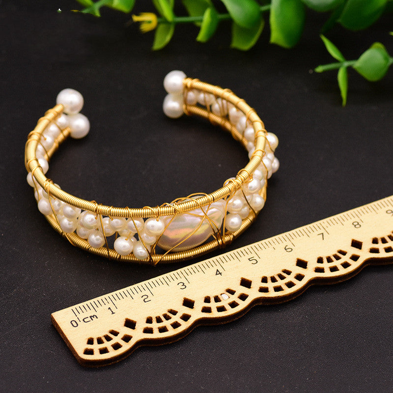 Natural Baroque Pearl Double Wrap Line Bracelet
