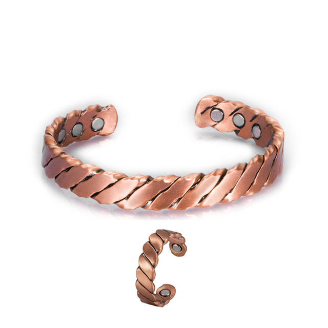 Unisex Pure Copper Bracelet Adjustable Ring