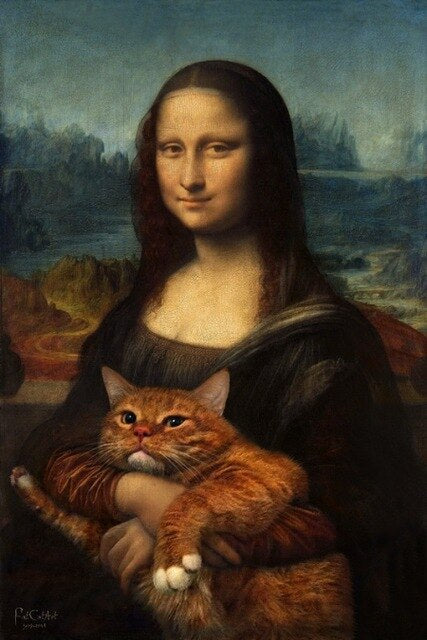 Da Vinci Mona Lisa spoofs canvas painting