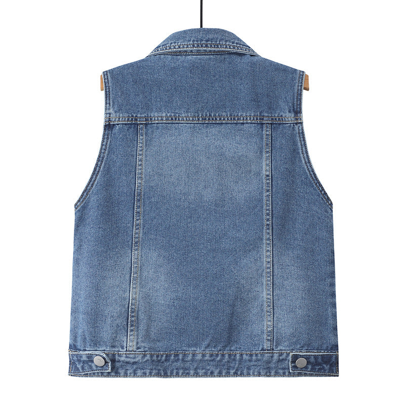 Beaded Denim Vest Women Loose Fashion Vest Vest