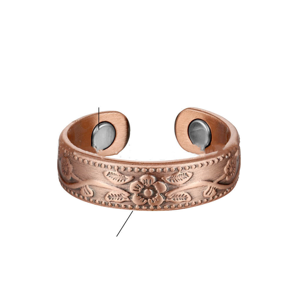 Carved Plum Ring Solid Copper Magnet Bracelet