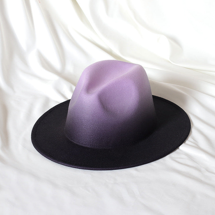 Gradient Color Topper Flat Brim Jazz Top Hat