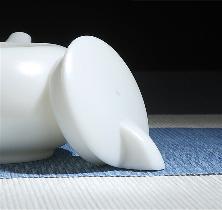 Handmade White Porcelain Kung Fu Tea Set Single Pot