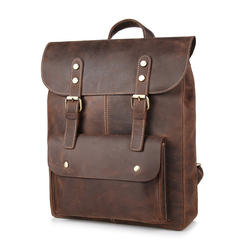 Men's backpack Backpack Bag retro crazy horse leather bag retro casual male computer bag wholesale