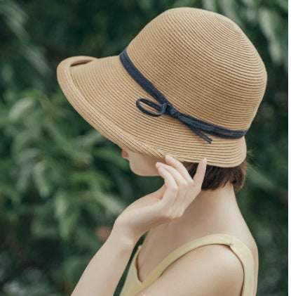 Foldable Visor Hepburn Bucket Hat Straw