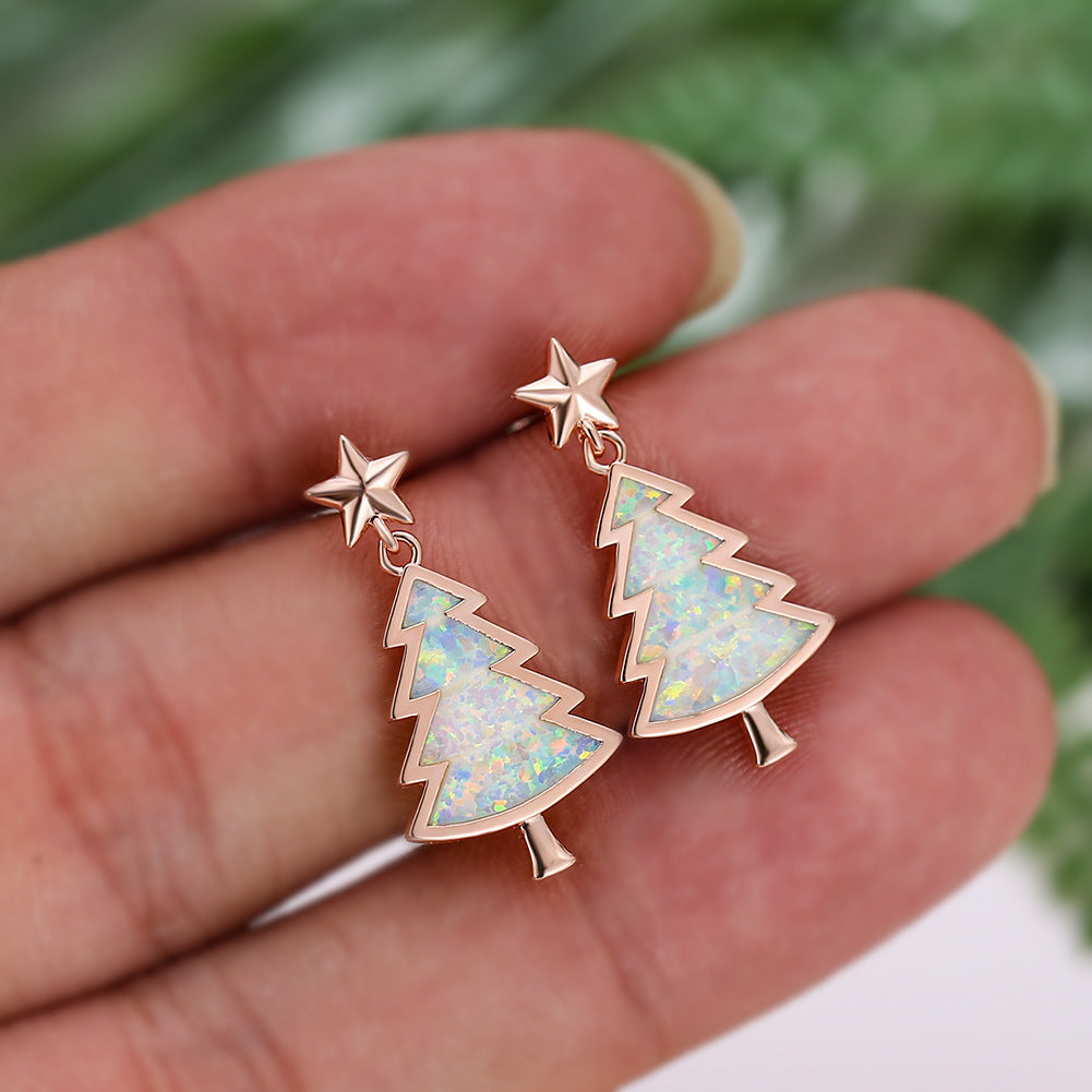 Christmas tree pentagram earrings