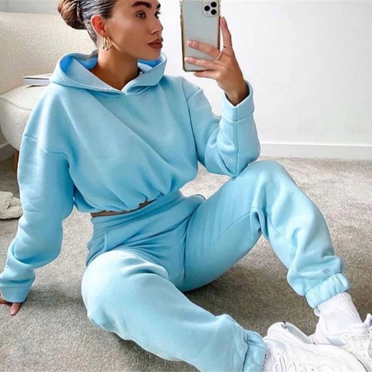 Jogging Suits For Women 2 Piece Sweatsuits Tracksuits Sexy Long Sleeve HoodieCasual Fitness Sportswear - MediaEclat.store