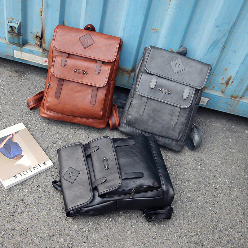 new fashion color leather retro Backpack Laptop computer backpack on behalf of a man