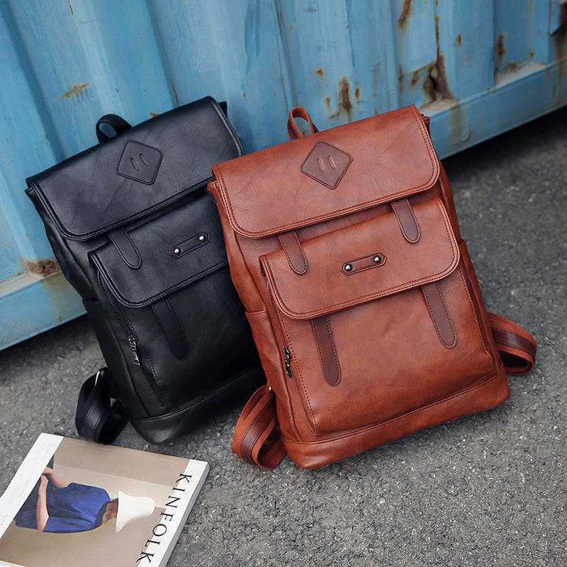 new fashion color leather retro Backpack Laptop computer backpack on behalf of a man