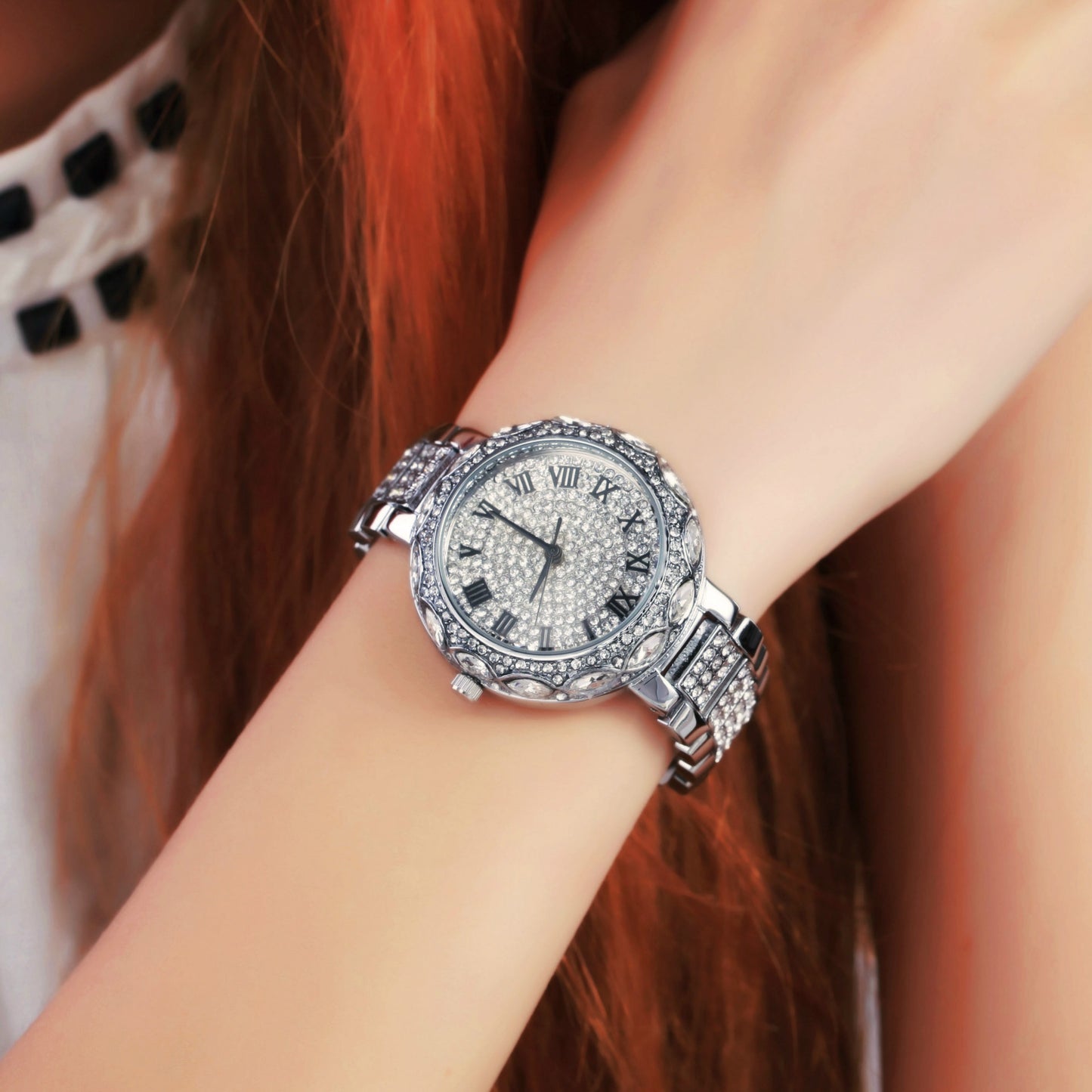 Full diamond waterproof quartz watch