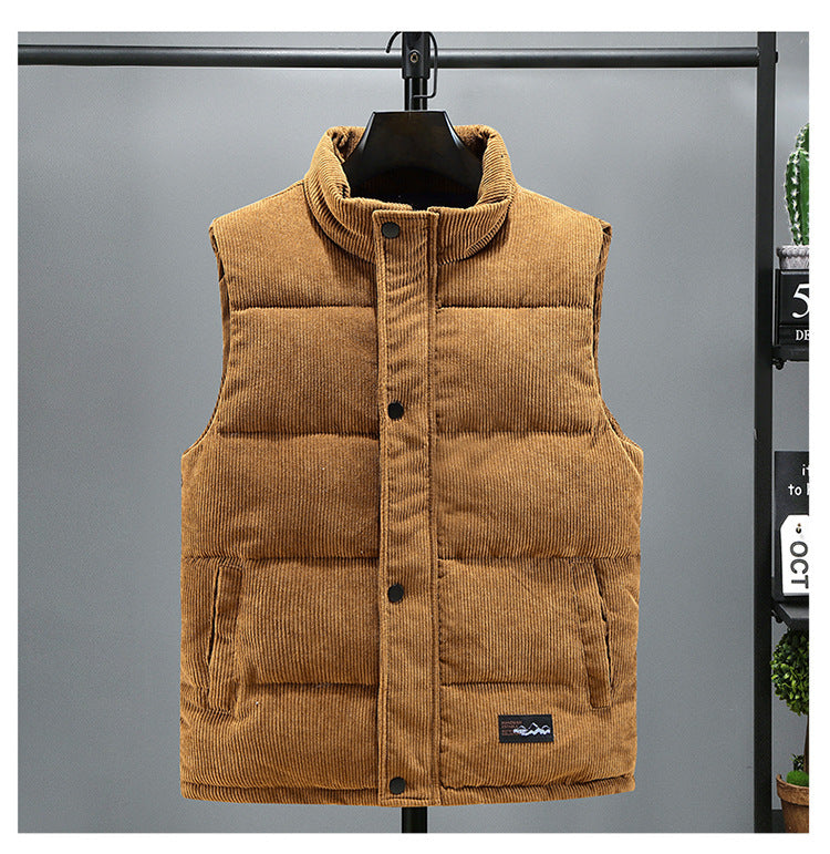 Light Luxury Corduroy Men's Down Cotton-padded Vest