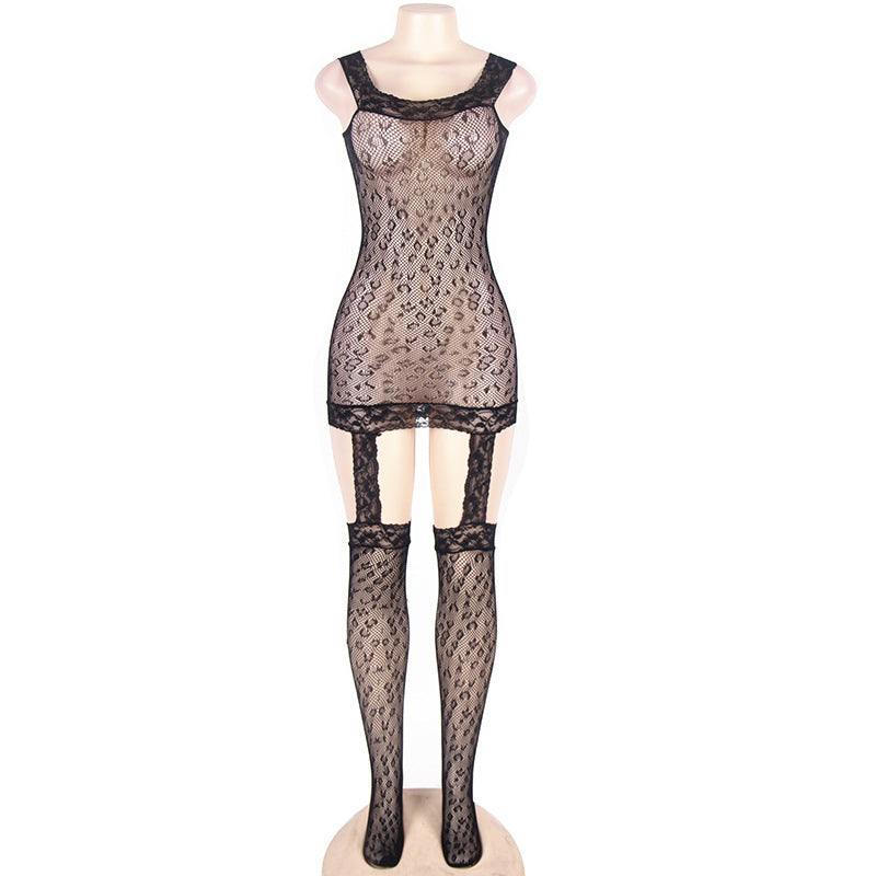 Underwear Mesh Jumpsuit Suspender Stockings