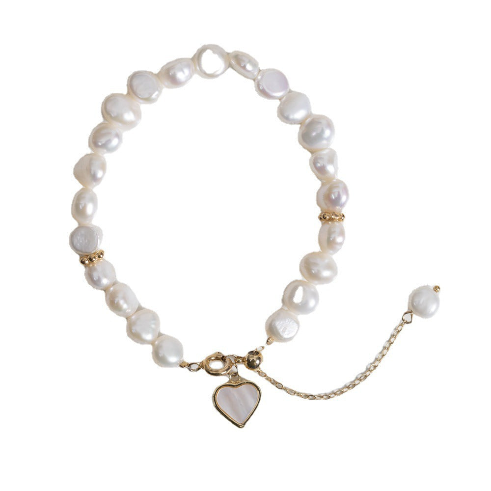 Freshwater Pearl Bracelet Love Shell Pull Design Adjustable