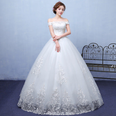 summer paragraph white word shoulder wedding dress lace wedding bride wedding dress wholesale custom