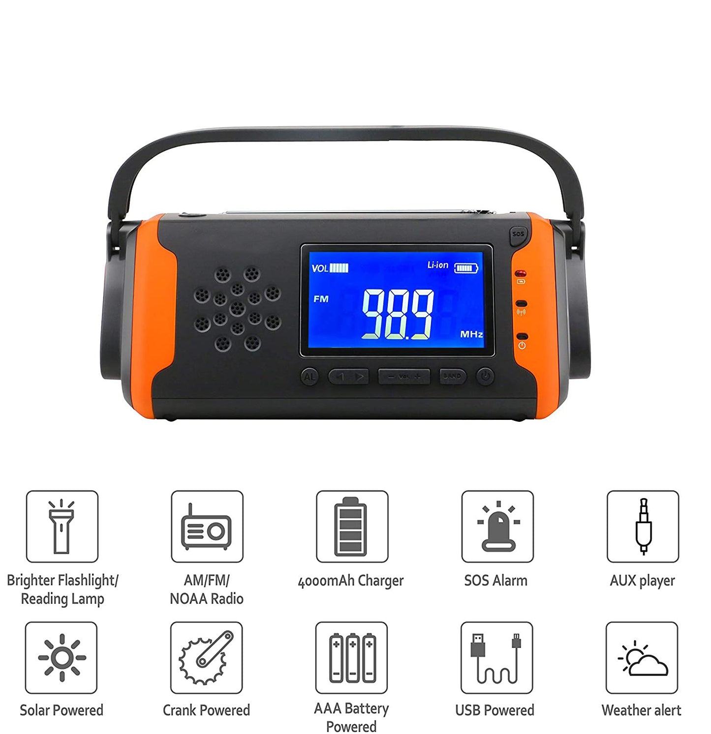 Disaster Prevention Hand Solar Emergency Radio Hand Crank Flashlight SOS Alarm