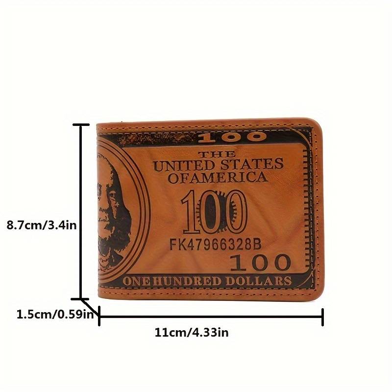 Men's Dollar Bill Pattern Two-fold Wallet, Card & Photo Holder, Vintage PU Leather Wallet