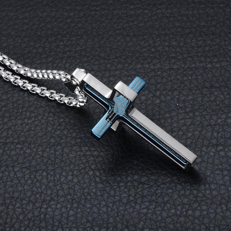 Stainless steel rotatable bible verse cross pendant necklace - MediaEclat.store