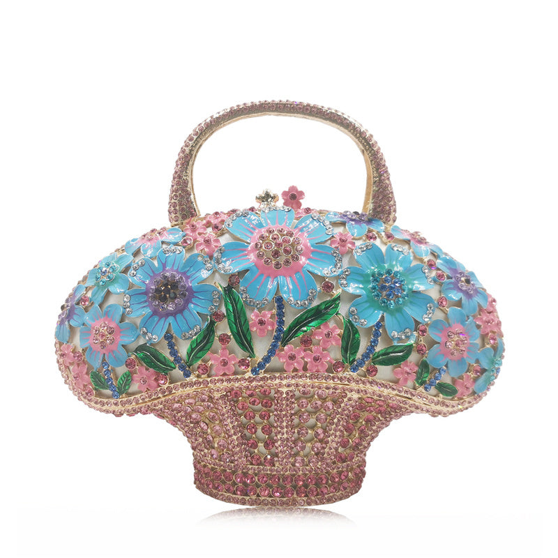 New Banquet Diamond Mini Women's Bag Flower Basket