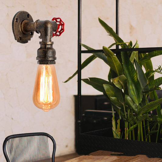 American style water pipe wall lamp in hotel loft in bedroom