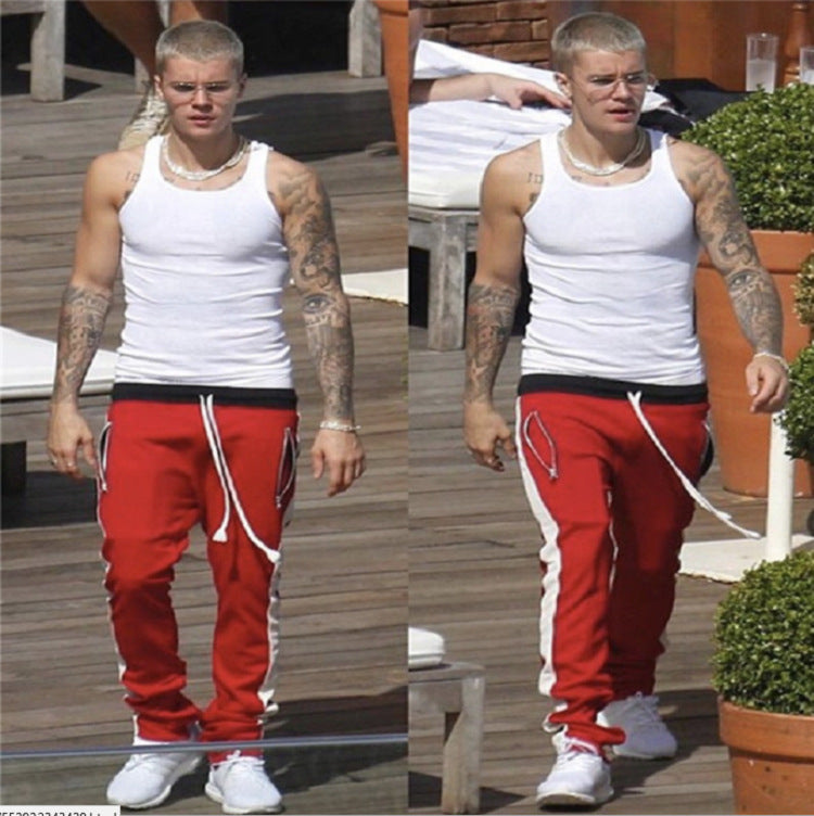 FOG European and American high street school uniform pants TRACK PANTS side striped inside zipper Bibb GD men's pants