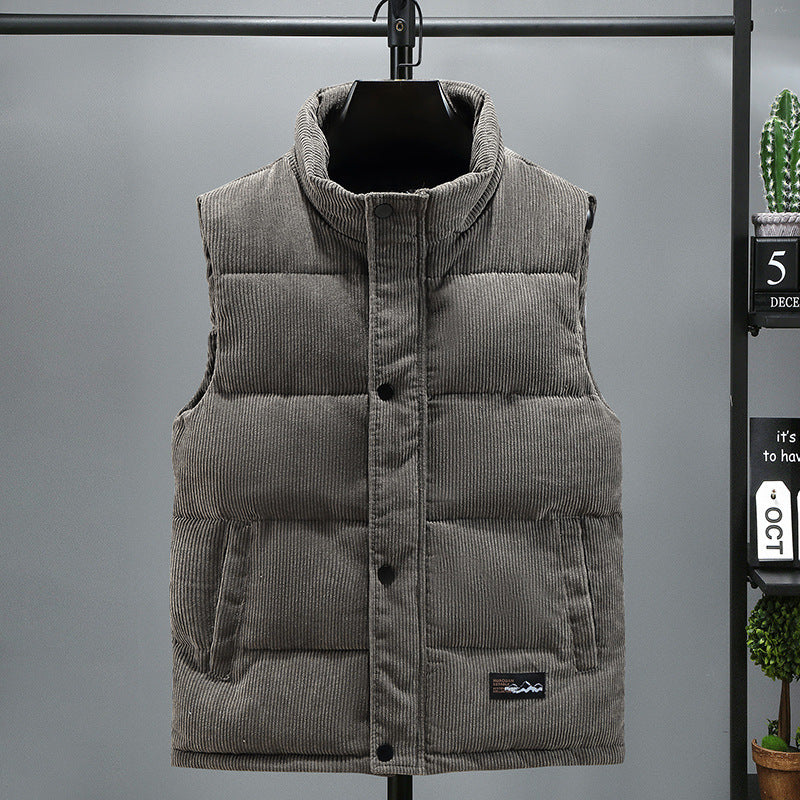 Light Luxury Corduroy Men's Down Cotton-padded Vest