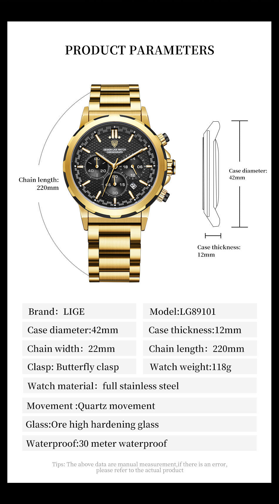 Classic Steel Strap Business Multifunction Luminous Calendar Waterproof Watch