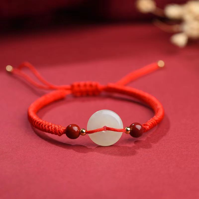 Fashion Natural Hetian Jade Ping An Buckle Bracelet