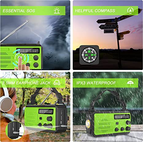 Outdoor Solar Powered Hand Cranked Emergency Radio