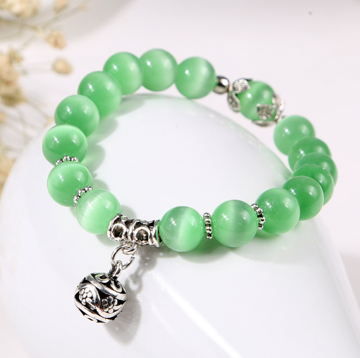 Natural opal beads bracelets crystal fashion women bracelet vintage stainless steel braceletes for women - MediaEclat.store