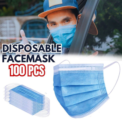 100 PC Face Mask Non Medical Surgical Disposable 3Ply Earloop Mouth Cover - Blue