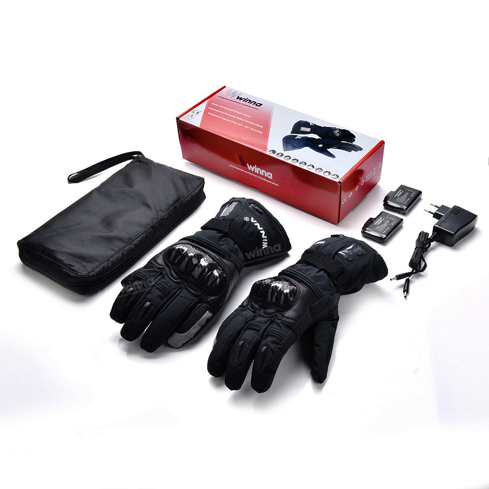 Genuine Leather Heating Gloves For Outdoor Riding And Skiing