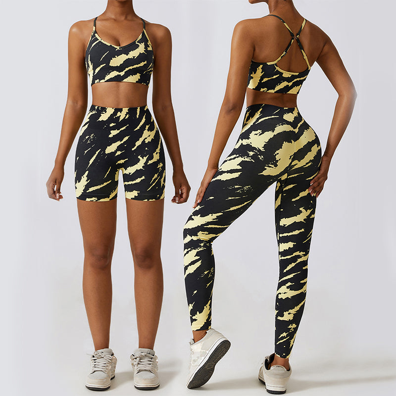 Camouflage Printing Seamless Yoga Suit Quick-drying High Waist Running Workout Clothes