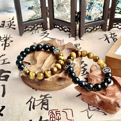 Natural Crystal Bracelet Golden Tigerite Silver Yaoshi Crystal Bracelet Ornament