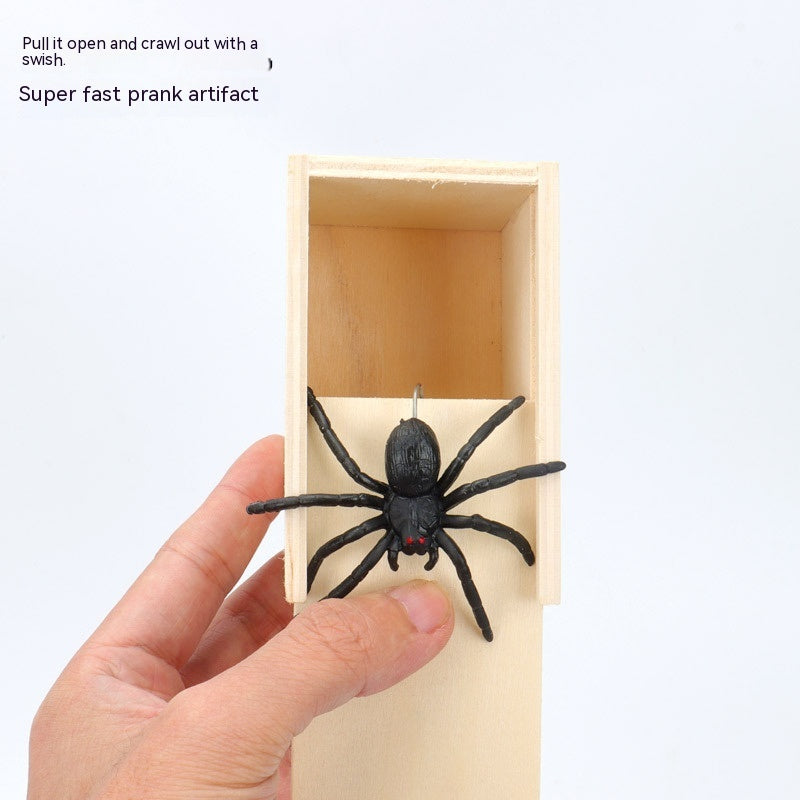 Simulation Spider Scared Wooden Box Spoof Spider Creative Tricky