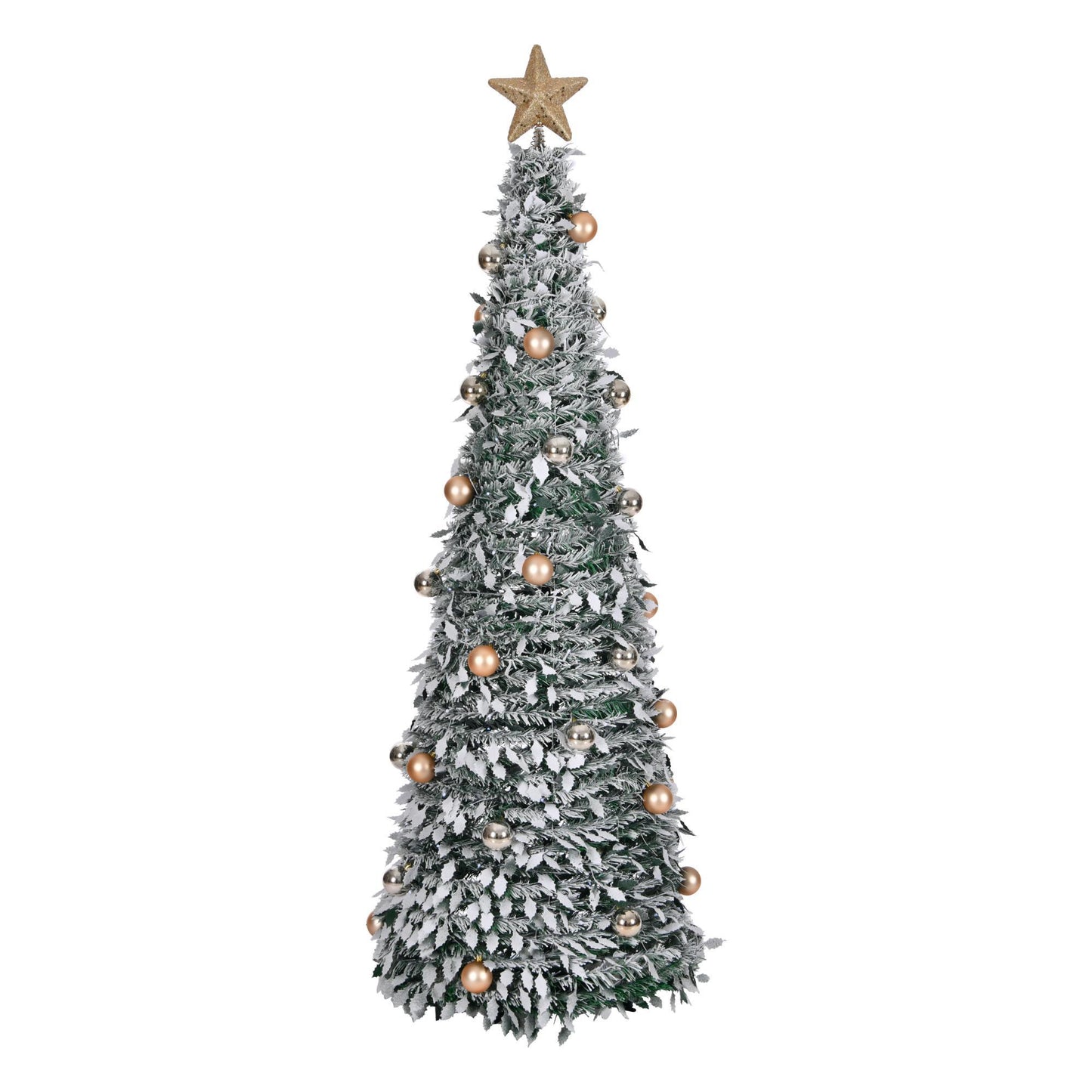6ft 8 Modes Pre-Decorated Pre-lit Pop Up Christmas Tree Snow-Flocked Christmas Tree Collapsible Christmas Tree 150 LED Warm White Light For Christmas Holiday Decoration
