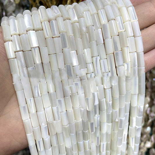 Natural Mop Shell Beads Column White Beige Jewelry Making DIY Bracelet Accessories